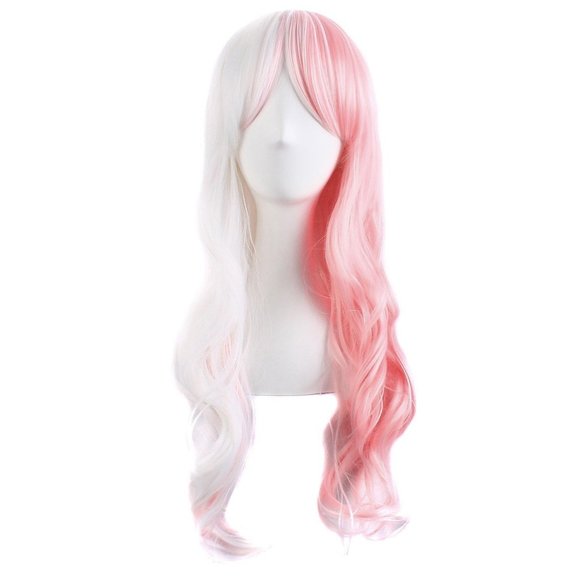 8" Wavy Multi-Color Lolita Cosplay (White/Pink)